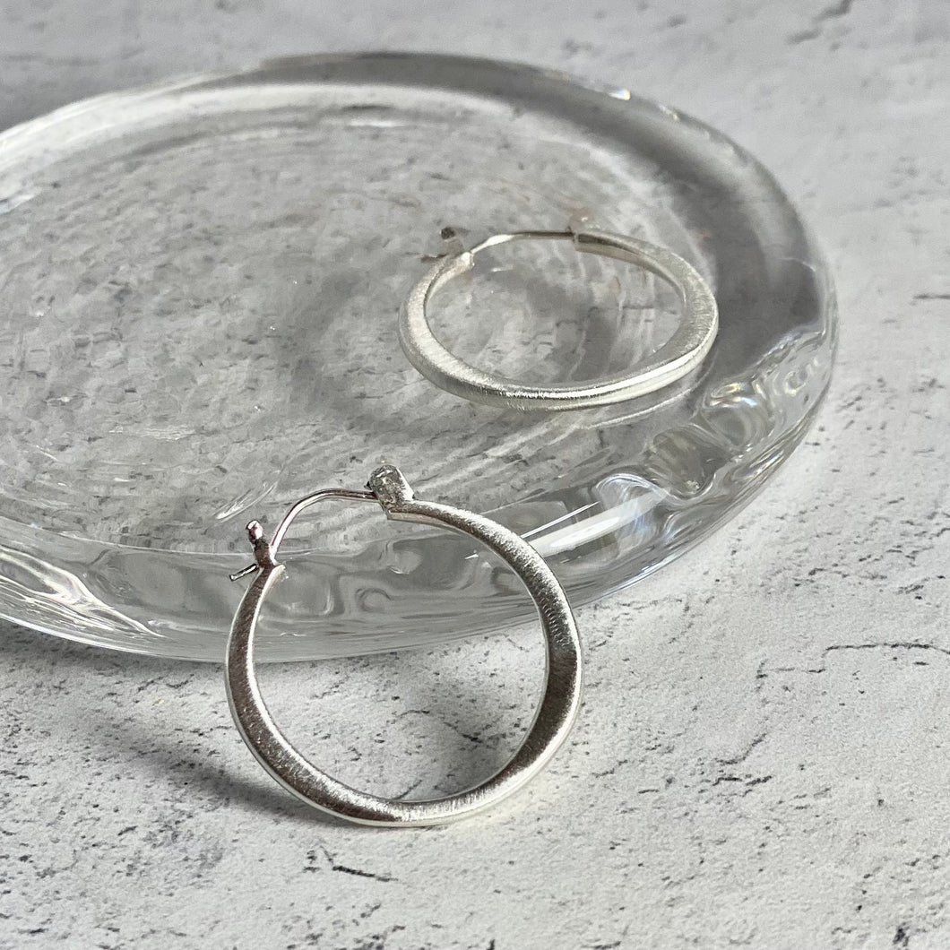 Medium Round Silver Hoops