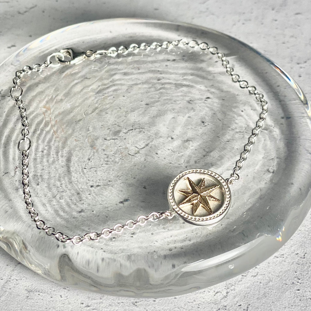 Silver and Gold Compass Rose Bracelet