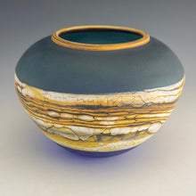 Load image into Gallery viewer, Translucent Strata Open Bowl, Sage and Cobalt
