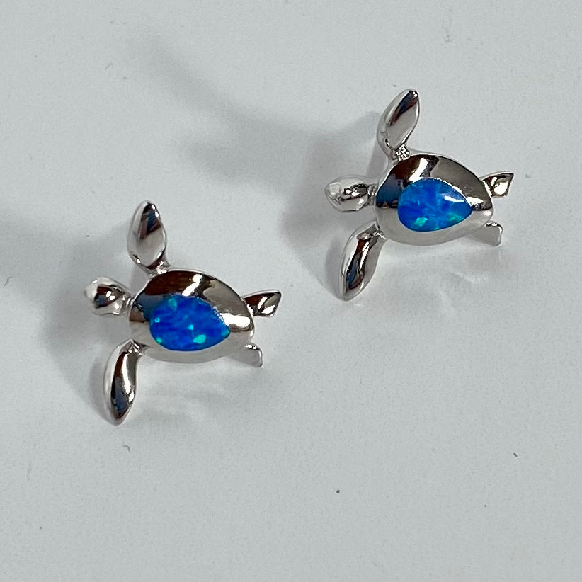 Sea Turtle Studs with Opal Inlay