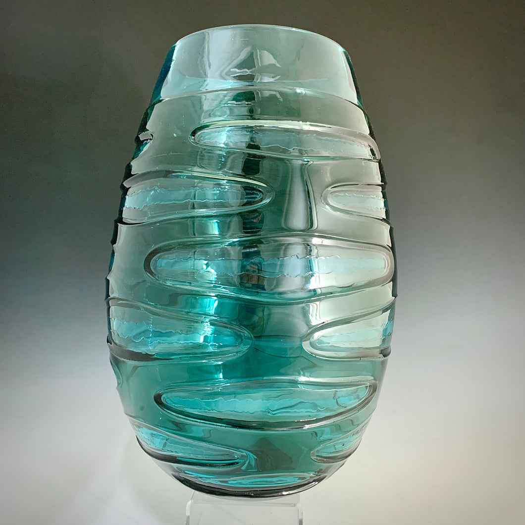Incision Vase - Smoke/Turquoise