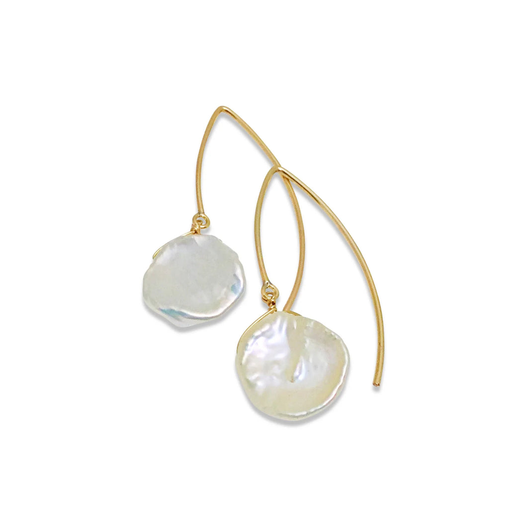 Ivory  Keshi Pearl Earrings 14k Goldfill