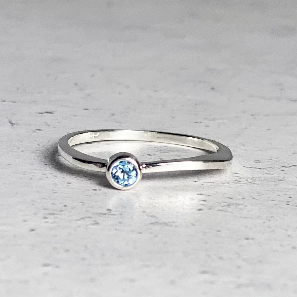 Sterling Silver Stackable Ring with Blue Topaz