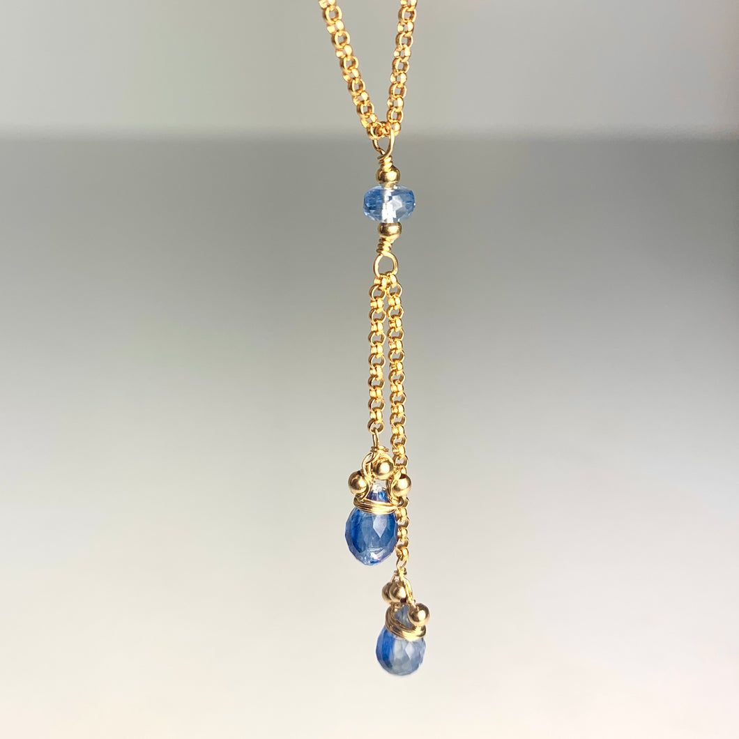 Kyanite Double Drop 14k Gold Filled Necklace