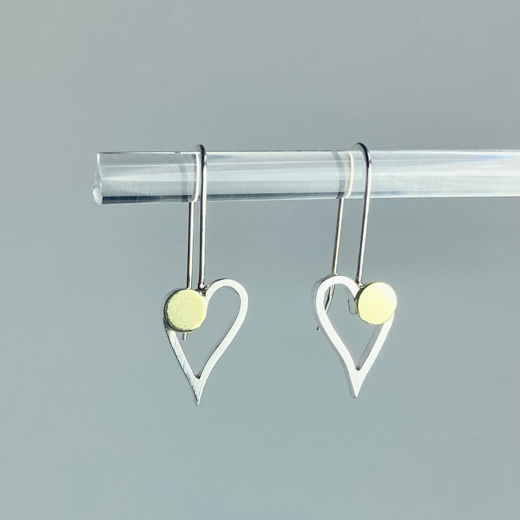 Mini Heart Earrings with 18k Bimetal Dot