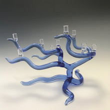 Load image into Gallery viewer, Windswept Tree Of Life Menorah in Cobalt Blue
