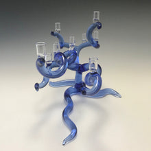 Load image into Gallery viewer, Windswept Tree Of Life Menorah in Cobalt Blue
