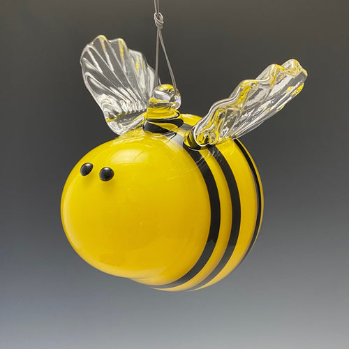 Yellow hanging blown glass bee