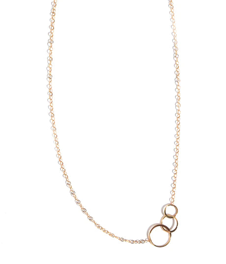 14k Graduated Hammered Rings Necklace