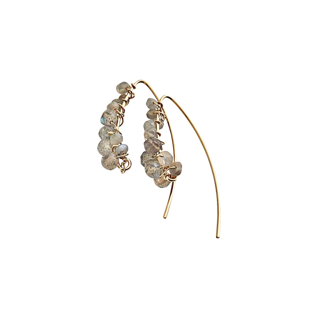 Delicate Cocoon Earrings with Labradorite 14k Goldfill